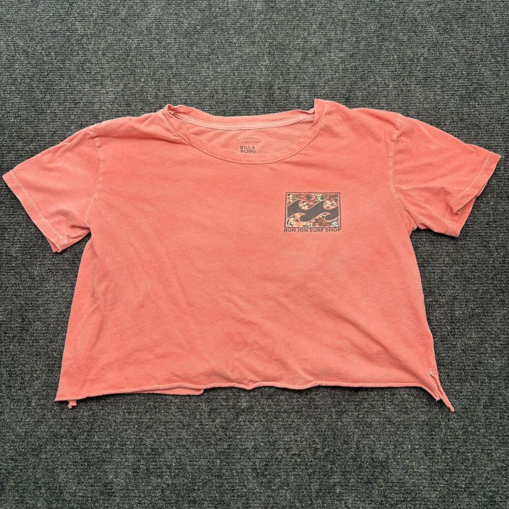 Billabong x Ron Jon Surf Shop Women's Medium Crop T-Shirt Coral Floral Wave Logo